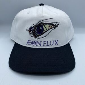 Aeon Flux Hat MTV White White Adjustable Cap Snapback Logo Casual TV Show NWOT